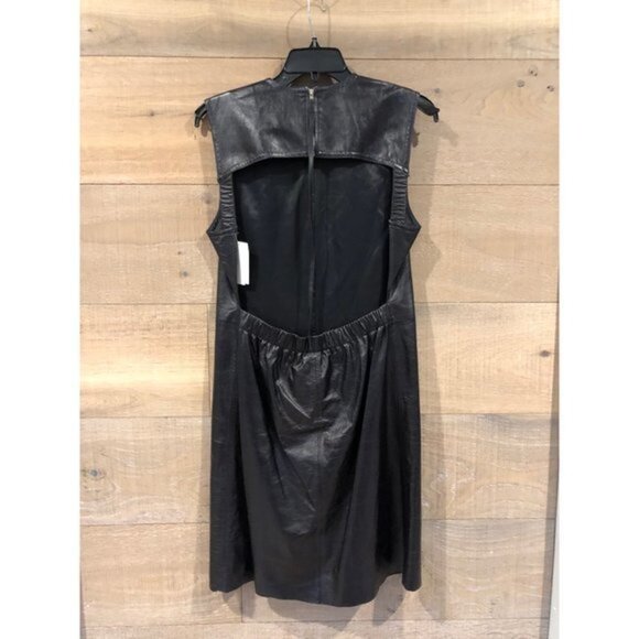 Helmut Lang Open Back black lamb Leather Dress Size 8 - Picture 6 of 12